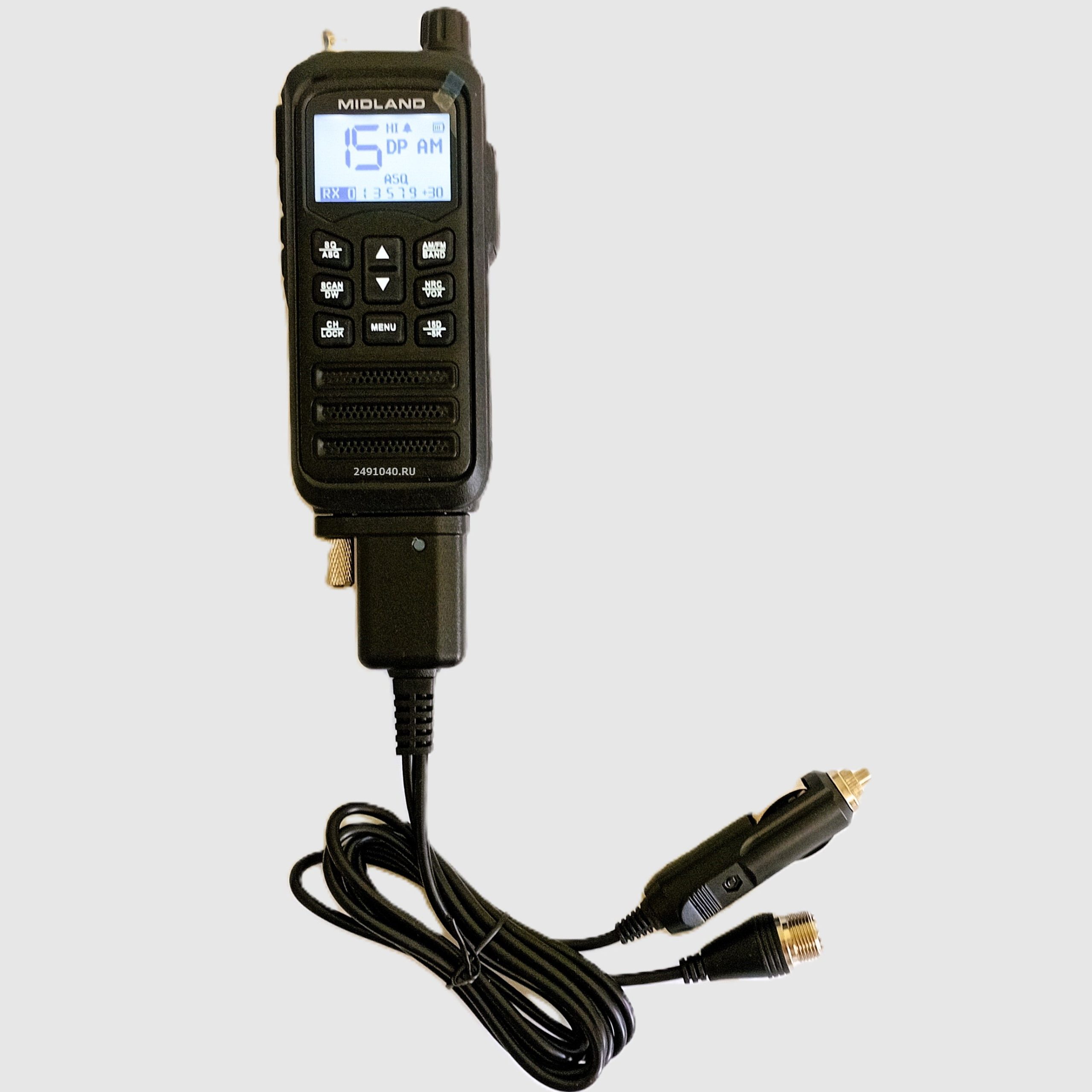 Midland-CB-272-Portable-CB-Radio-12-24-Volt-On-With-AutoAdapter Передняя панель Midland CB-272 дисплей органы управления CB рация